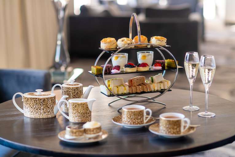 Afternoon tea with champagne