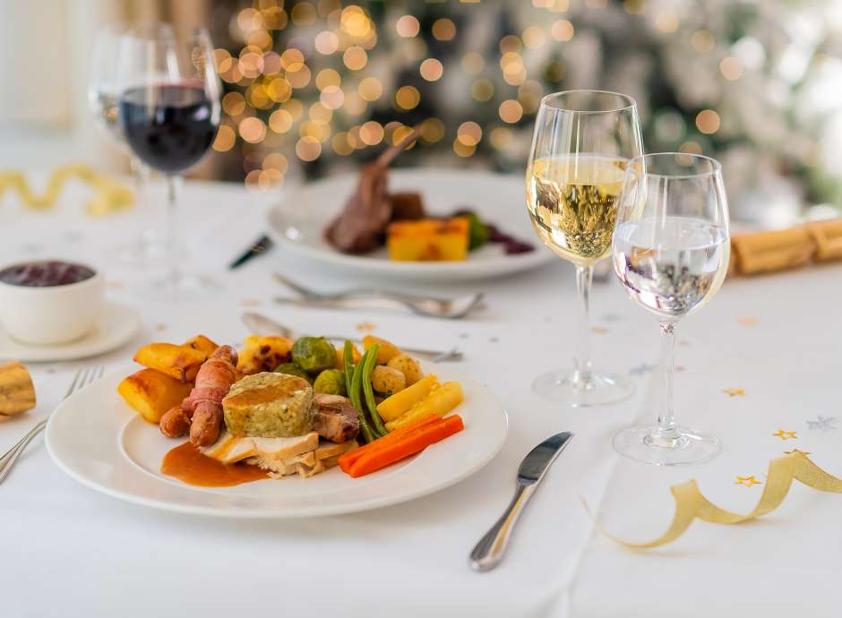 Christmas lunch in Bay View Restaurant Carlyon Bay Hotel