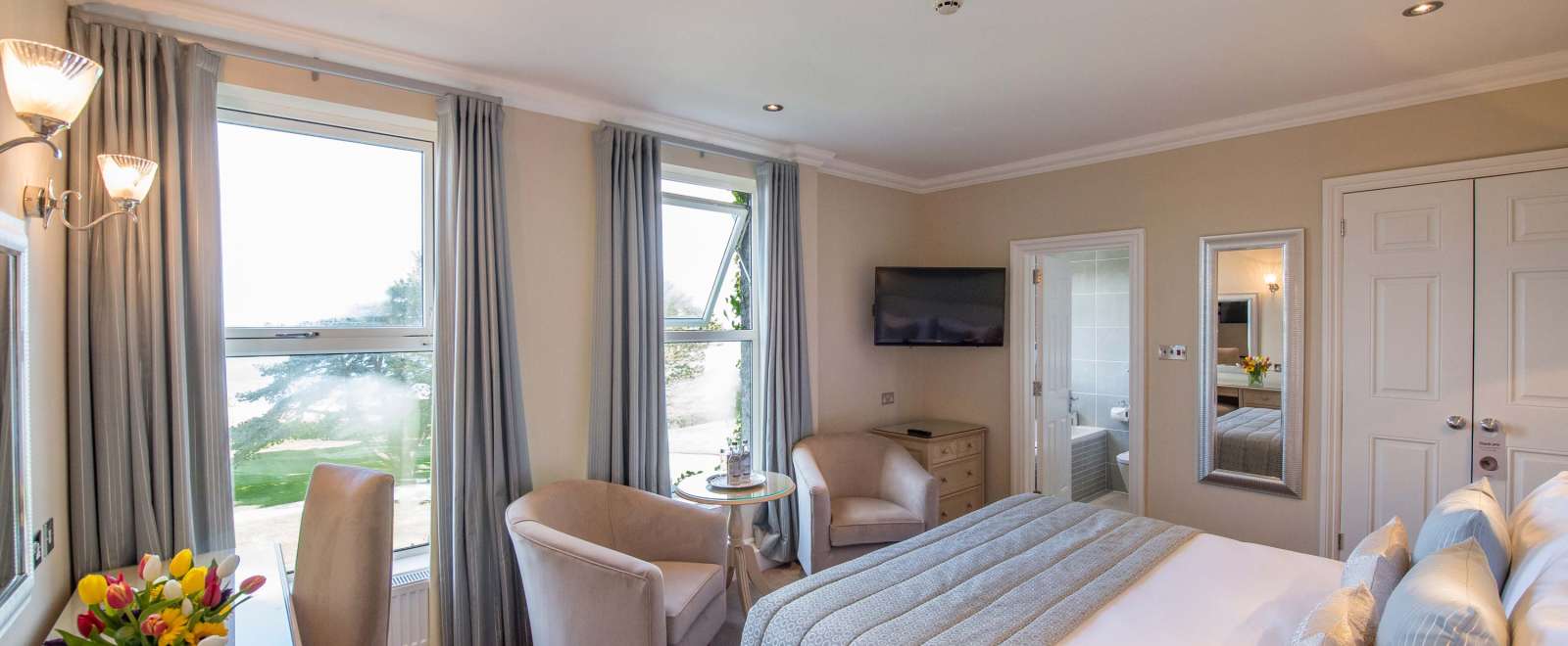 Carlyon Bay Hotel Superior Sea Facing Room (116) Accommodation Bed and Seating
