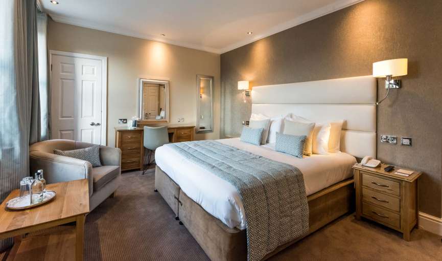 Carlyon Bay Hotel Standard Inland Facing Double Room Accommodation Bed and Seating
