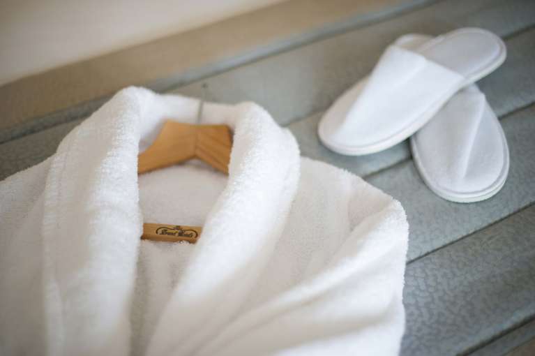 Carlyon Bay Hotel White Bath Robe and Slippers