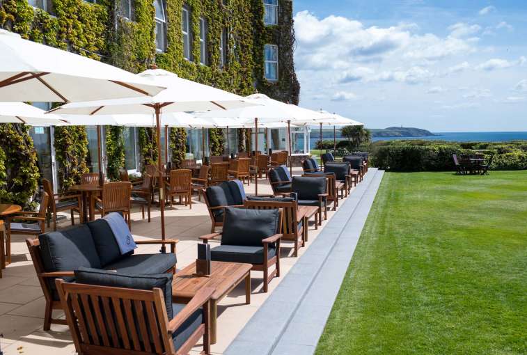 Carlyon Bay Hotel Outdoor Seating Area on the Terrace