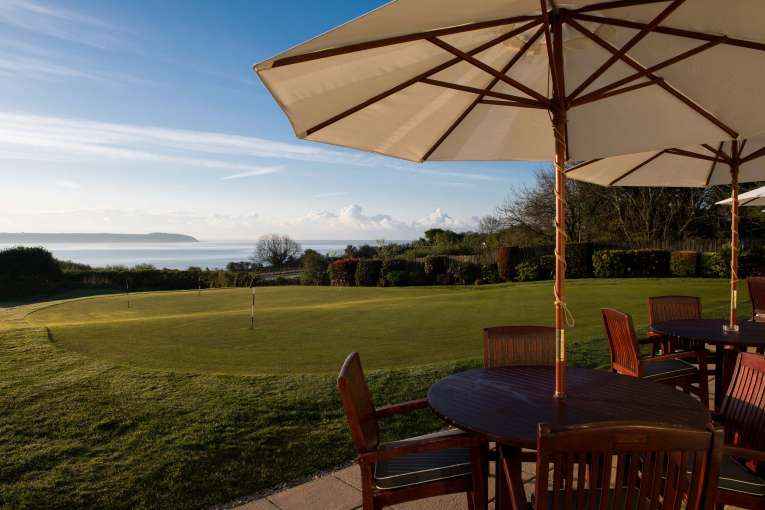 Carlyon Bay Hotel Outdoor Seating Area Overlooking the Putting Green