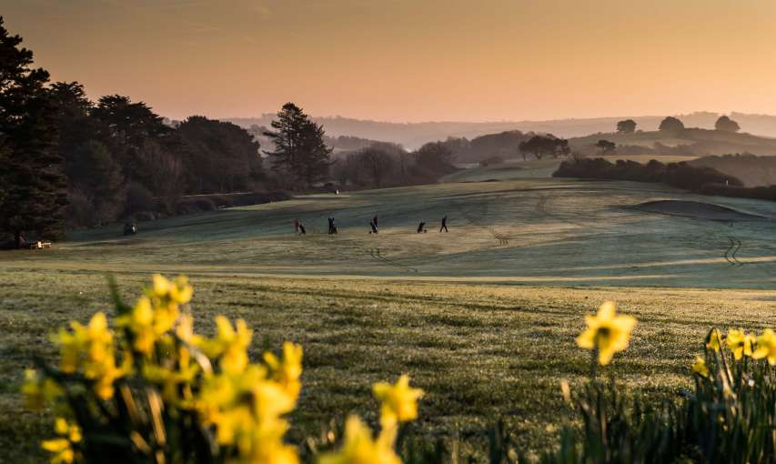 Carlyon Bay Hotel Golf Course 1st Tee with Daffodils