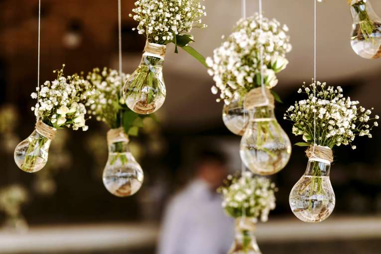 Floral decorations at a wedding reception