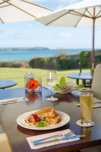 Carlyon Bay Golf Dining Club house food with view