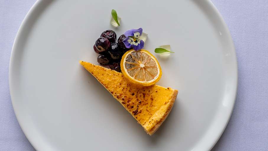 Lemon Tart with Blueberry Compote
