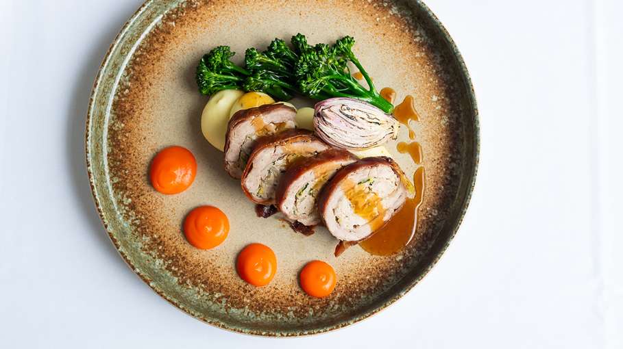 Pork Fillet Herb Lemon Farce Thyme Mash