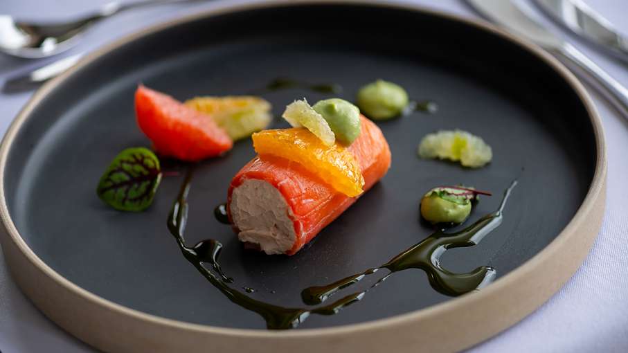 Salmon Roulade Citrus Fruits Avocado Puree