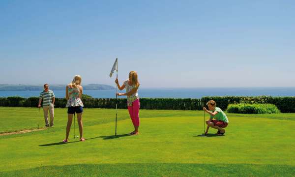 Carlyon Bay Hotel Family Enjoying the Hotel Putting Green