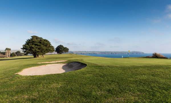Carlyon Bay Hotel Golf Course 8th Green with Bunker Overlooking the Sea