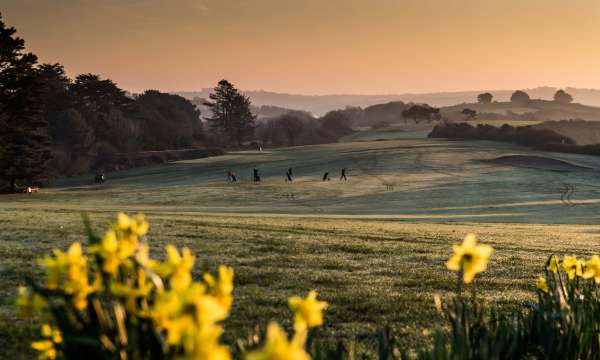 Carlyon Bay Hotel Golf Course 1st Tee with Daffodils