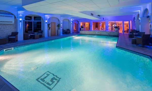 Carlyon Bay Hotel Indoor Swimming Pool and Jacuzzi Hot Tub Spa at Night