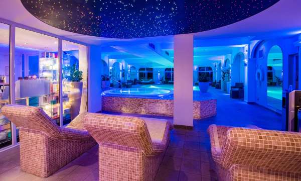 Carlyon Bay Hotel Indoor Swimming Pool and Jacuzzi Hot Tub Spa at Night