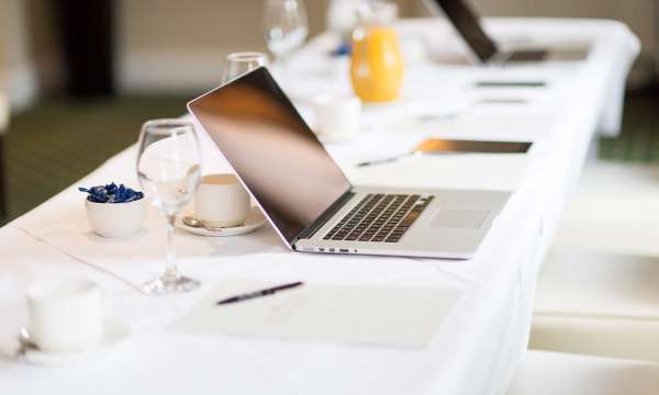 Carlyon Bay Hotel Conference Room Table with Laptop