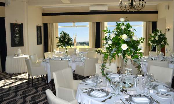 Wedding reception in Bay View Restaurant at Carlyon bay hotel