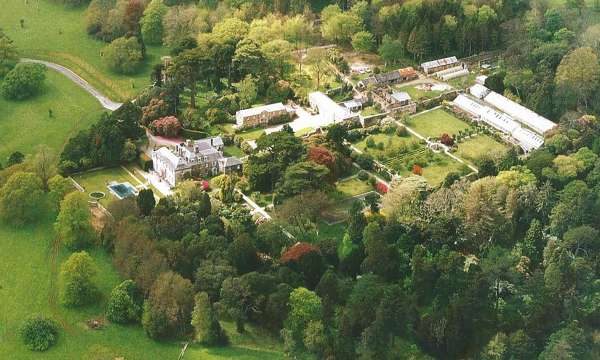 Aerial view of Tregrehan Gardens