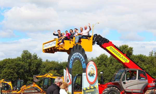 People riding the skyshuttle at Diggerland
