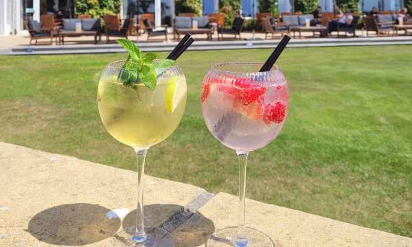 Spritz cocktails on the sun terrace of Carlyon Bay Hotel