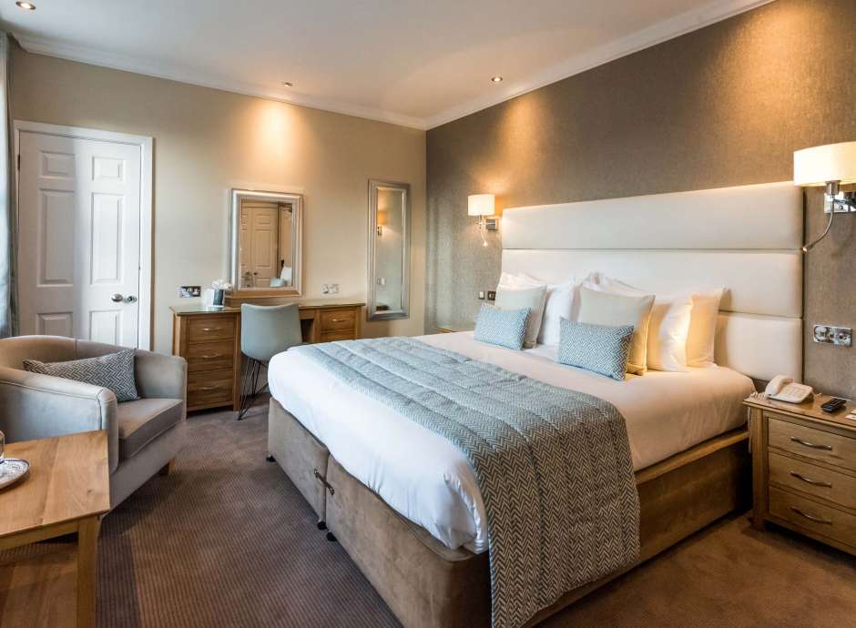 Carlyon Bay Hotel Standard Inland Facing Double Room Accommodation Bed and Seating