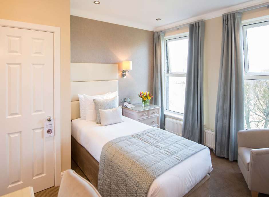 Carlyon Bay Hotel Single Sea Facing Room (117) Accommodation Bed and Seating