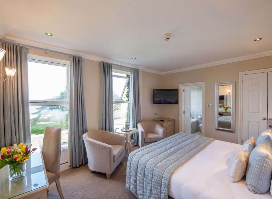 Carlyon Bay Hotel Superior Sea Facing Room (116) Accommodation Bed and Seating