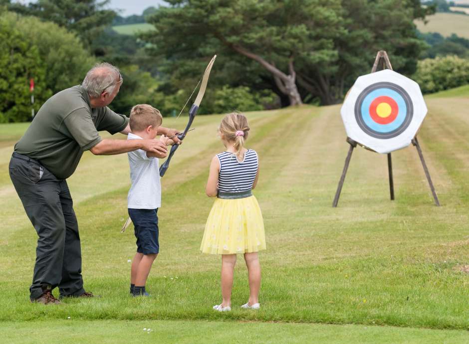 Carlyon Bay Hotel Children Learning Archery Outdoors