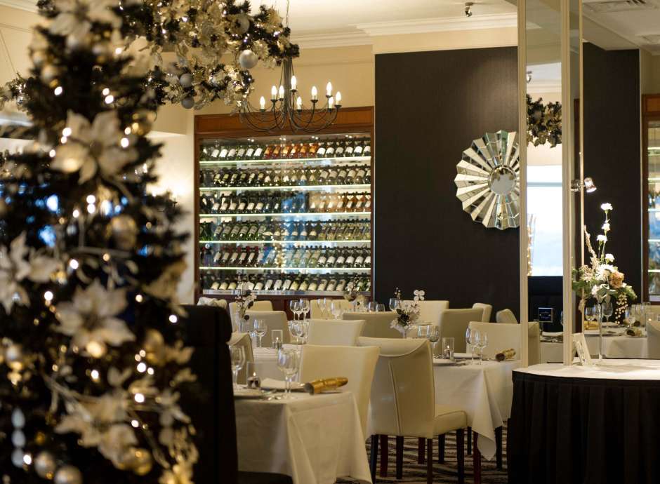 Carlyon Bay Hotel Restaurant Dining Area at Christmas