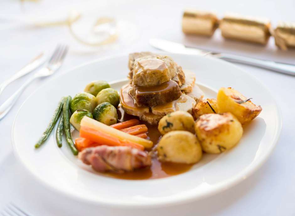 Carlyon Bay Hotel Restaurant Dining Roast Turkey Christmas Dinner