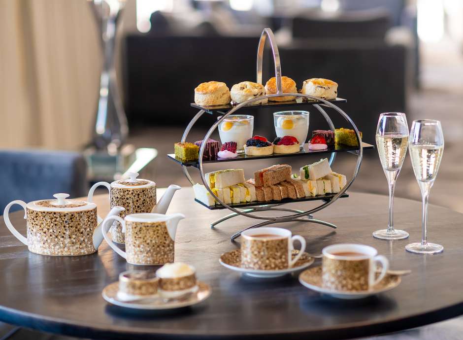 Afternoon tea with champagne