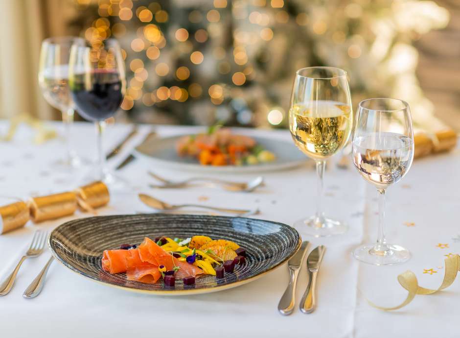 Festive food in Bay View Restaurant Carlyon Bay