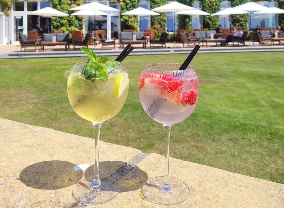 Spritz cocktails on the sun terrace of Carlyon Bay Hotel