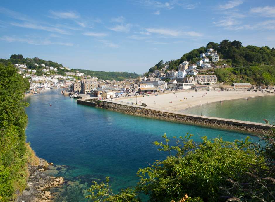 Aerial shot of Looe in Cornwall