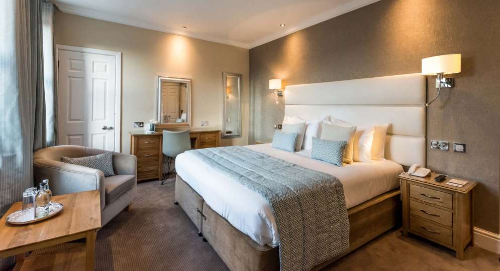 Carlyon Bay Hotel Standard Inland Facing Double Room Accommodation Bed and Seating