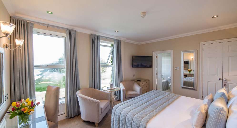 Carlyon Bay Hotel Superior Sea Facing Room (116) Accommodation Bed and Seating