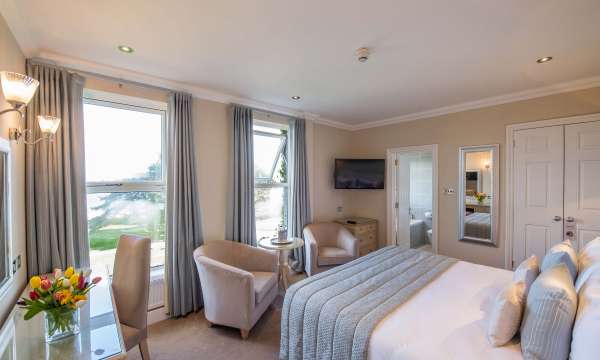 Carlyon Bay Hotel Superior Sea Facing Room (116) Accommodation Bed and Seating