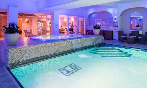 Carlyon Bay Hotel Indoor Swimming Pool and Jacuzzi Hot Tub Spa at Night