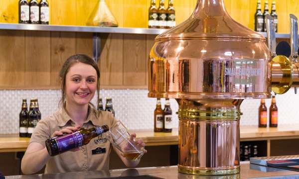 Girl server beer in St Austell Brewery