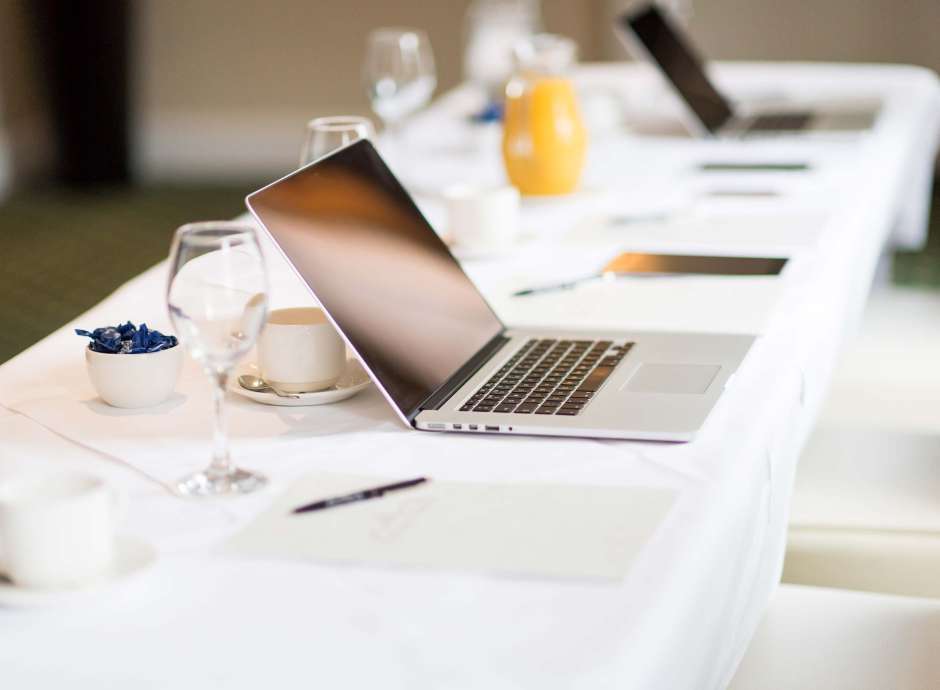 Carlyon Bay Hotel Conference Room Table with Laptop