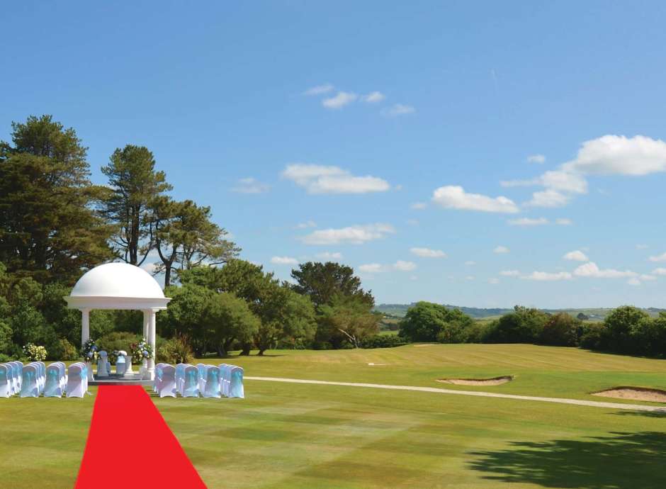 Carlyon Bay Hotel Wedding Ceremony on Hotel Lawn