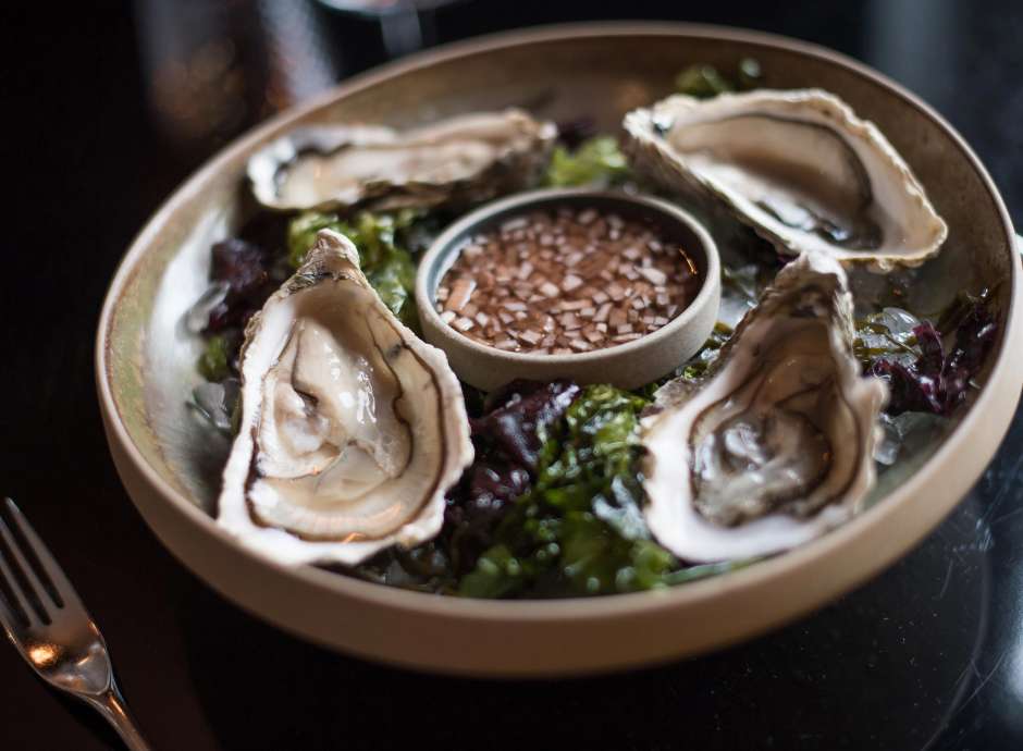 Oyster starter in the Taste of Cornwall Brasserie, Carlyon Bay Hotel